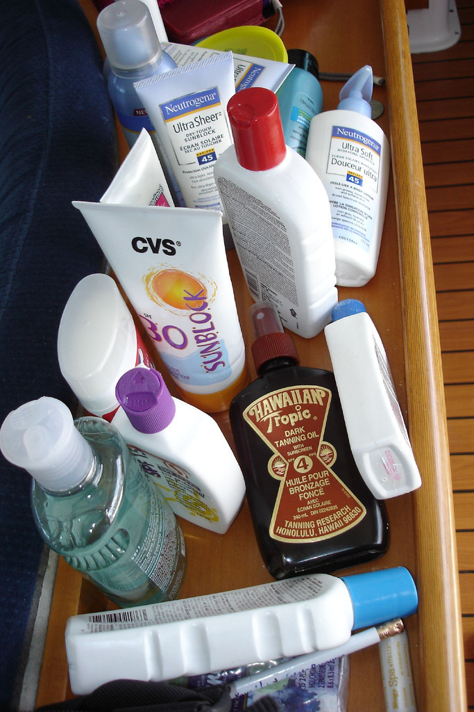 various sunscreen bottles