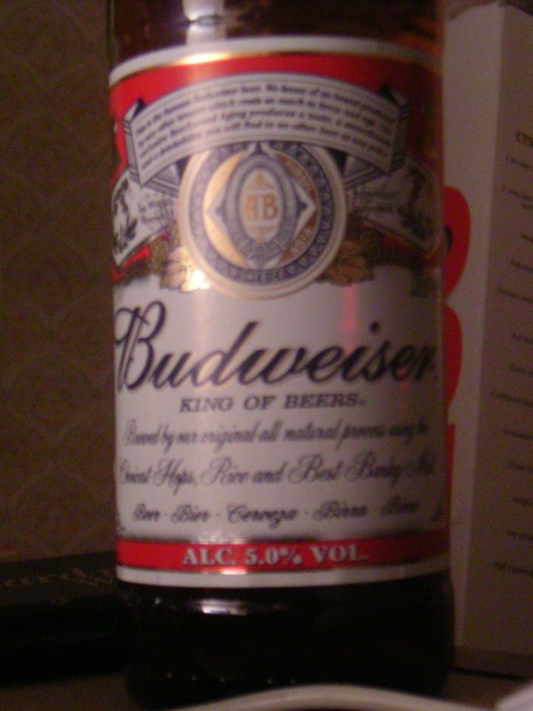 Budweiser bottle.