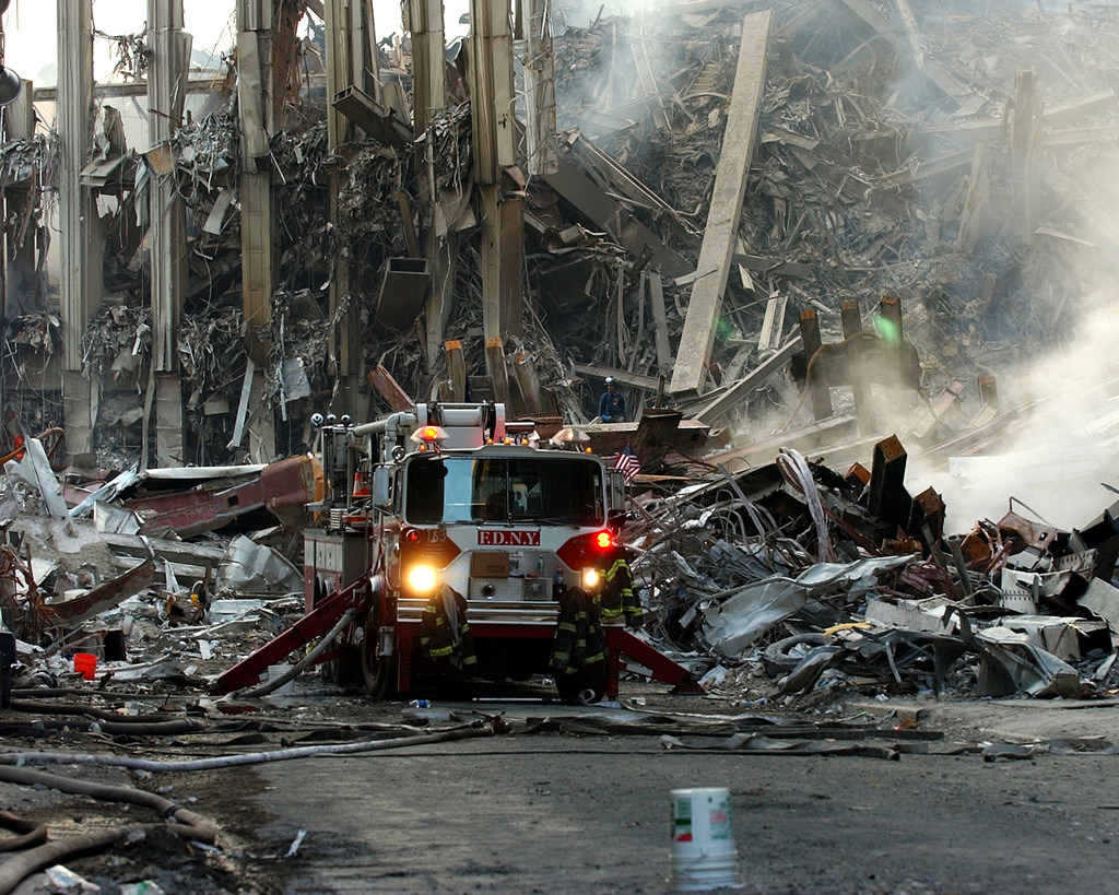 U.S. Navy photo by Chief Photographer's Mate Eric J. TIlford after the 9/11 attacks in New York. 