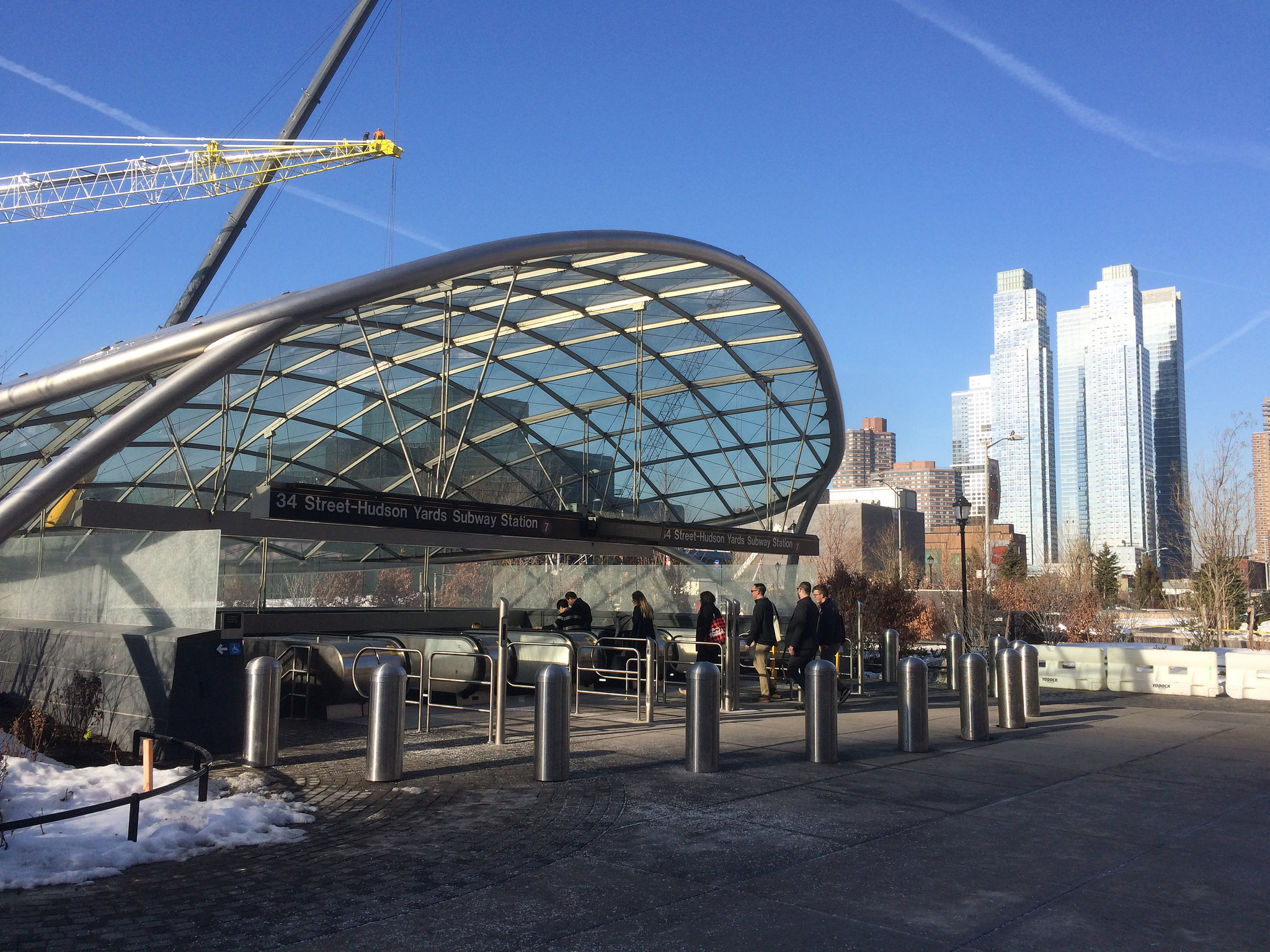 Hudson Yards condo developments rise above the new ritzy 7 train station.