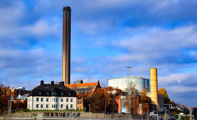 A Smokestack Rises Above Stockholm