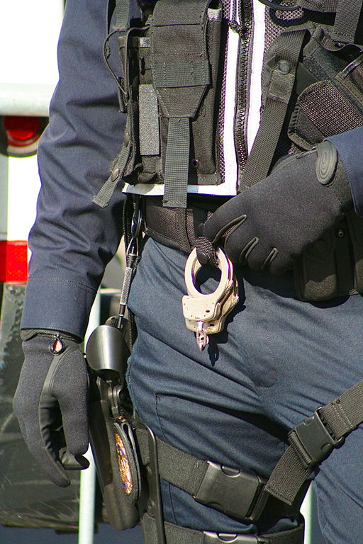 Police handcuffs. 