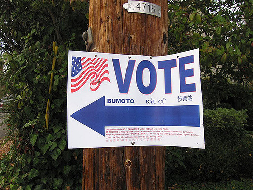 Voting sign in California. 