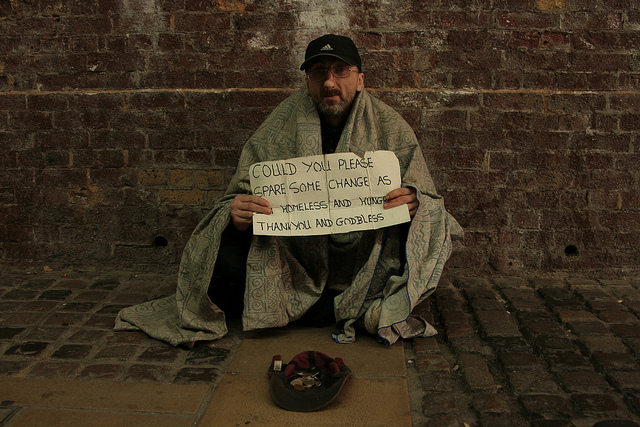 Homeless Man with Sign
