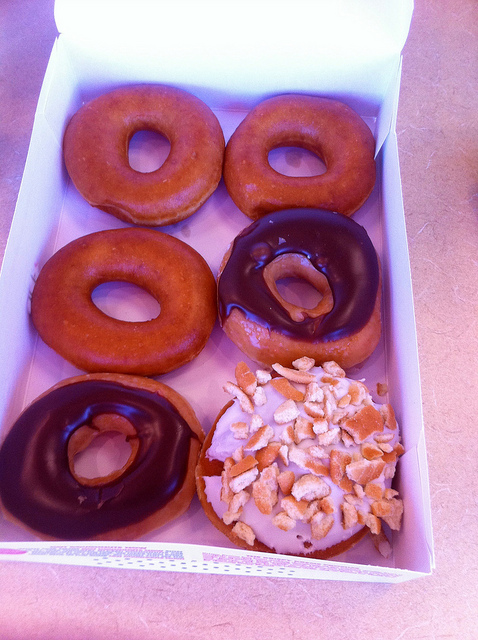 A box of donuts. 