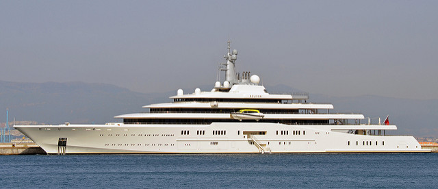 Large Yacht entering Harbor