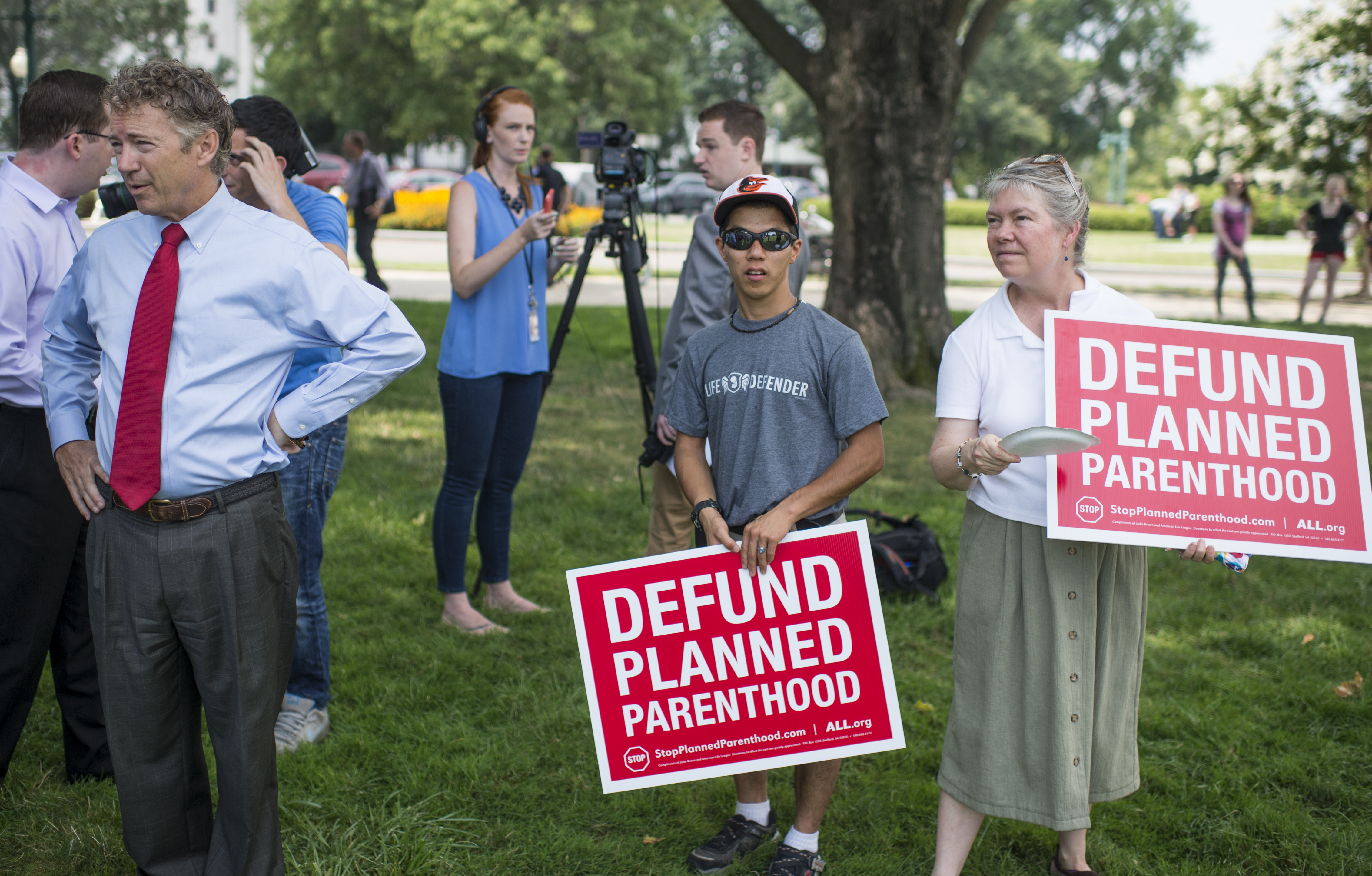 "Sen. Rand Paul, R-Ky., waits to speak at a mid-day rally outside the U.S. Capitol on Tuesday, July 28, 2015, in support of defunding Planned Parenthood. "