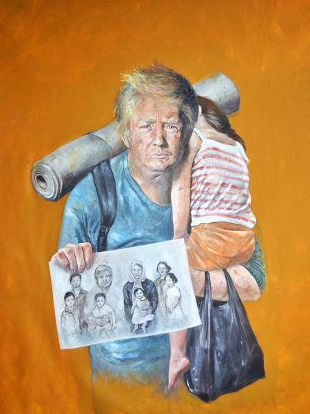 World leaders painted as refugees go viral.