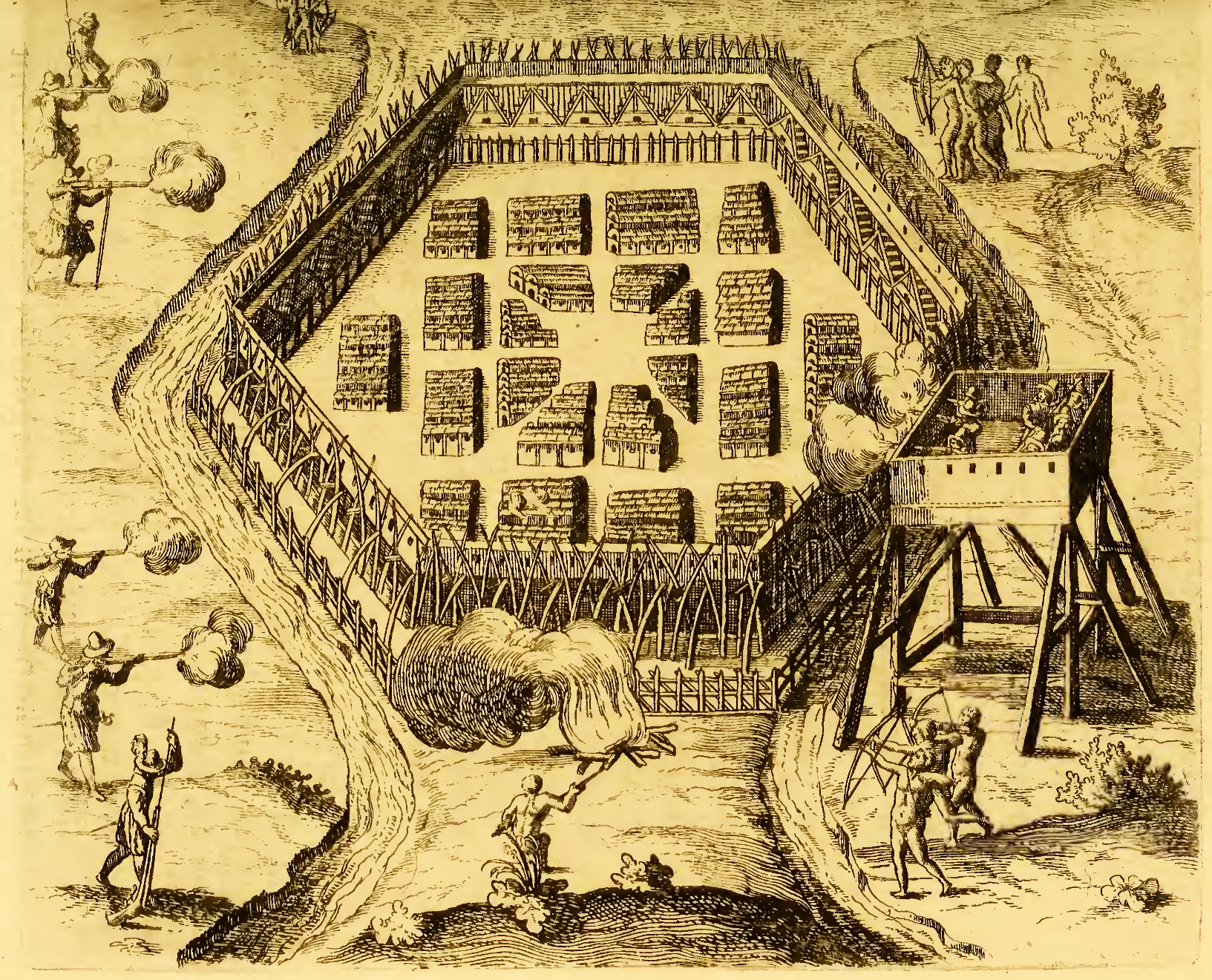 Drawing of an an Iroquois fort.