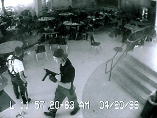 Security footage of the Columbine High School shooters. 