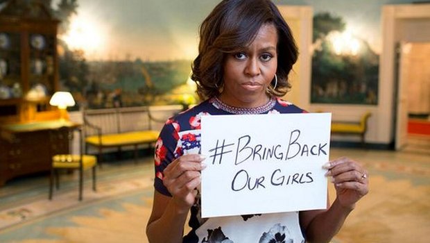 Michelle Obama's "#BringBackOurGirls" sign. 