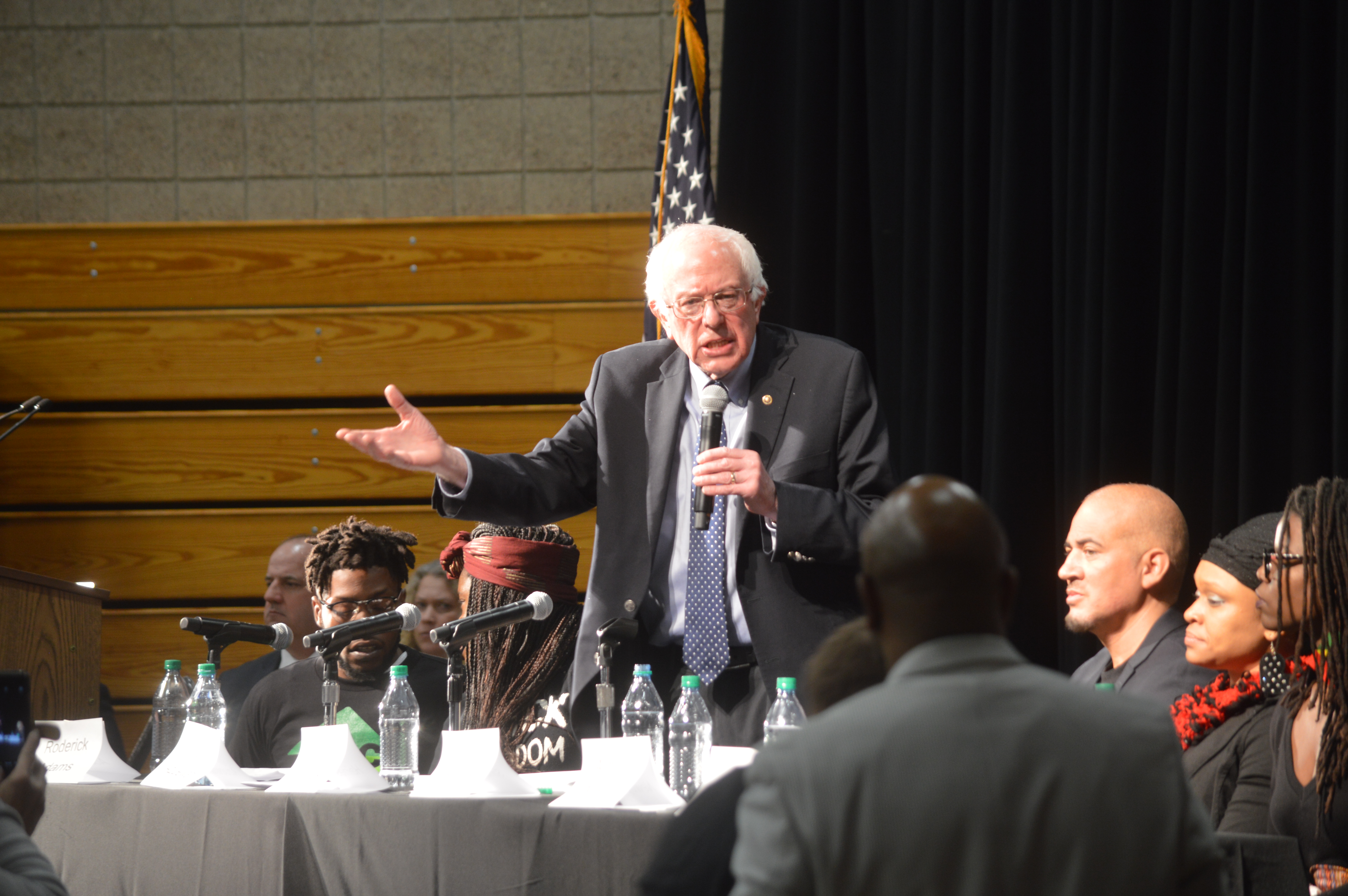 Bernie Sanders responds to a question at a forum for Black Americans
