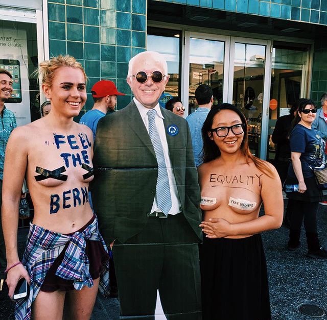 Tiernan Hebron at a Bernie Sanders Rally
