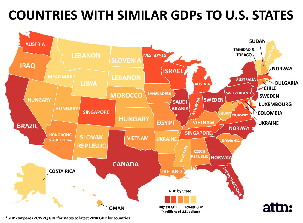 Us Gdp By State Map United States Map