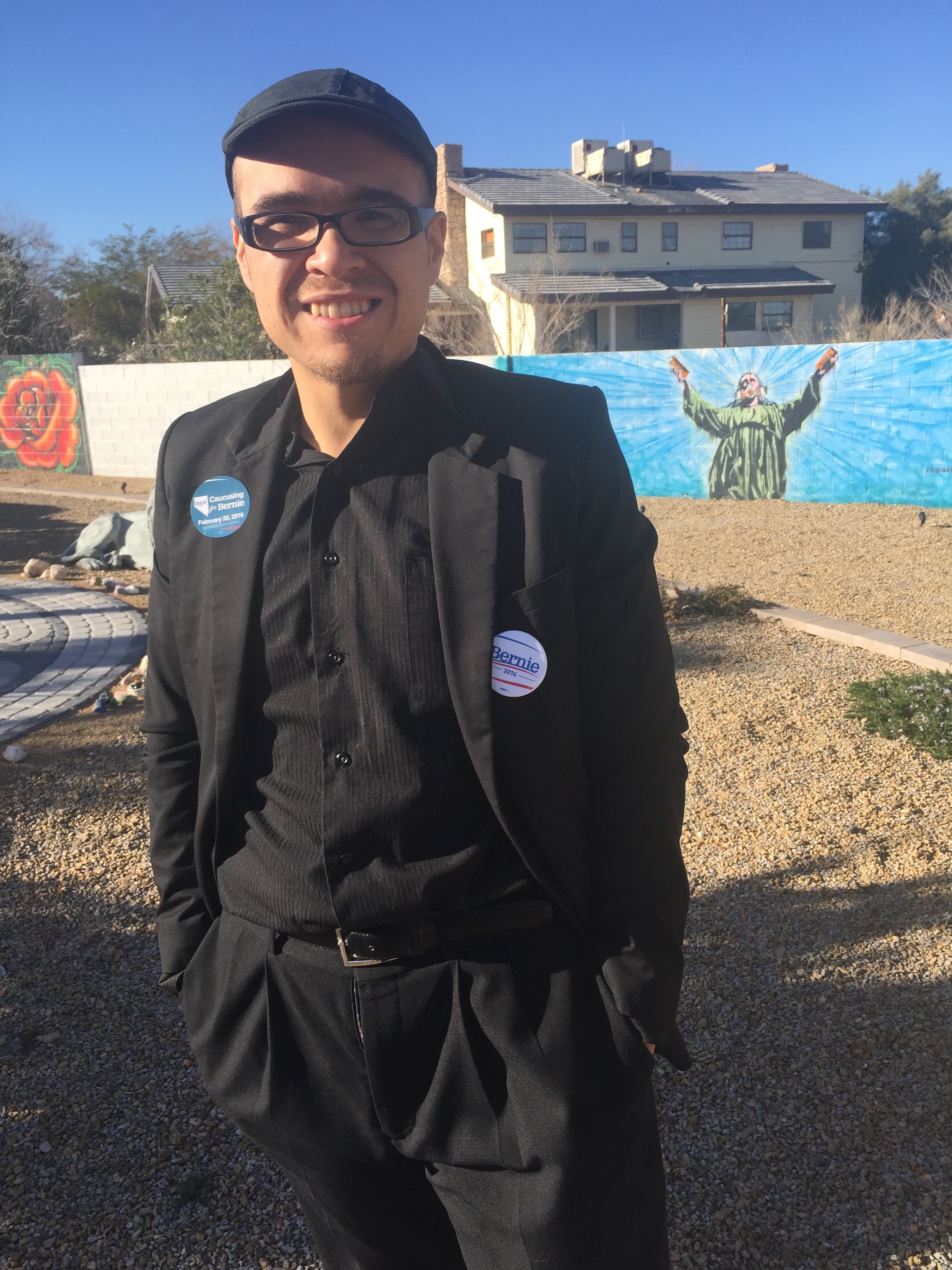 Chris Villanueva campaigns for Bernie Sanders in Nevada