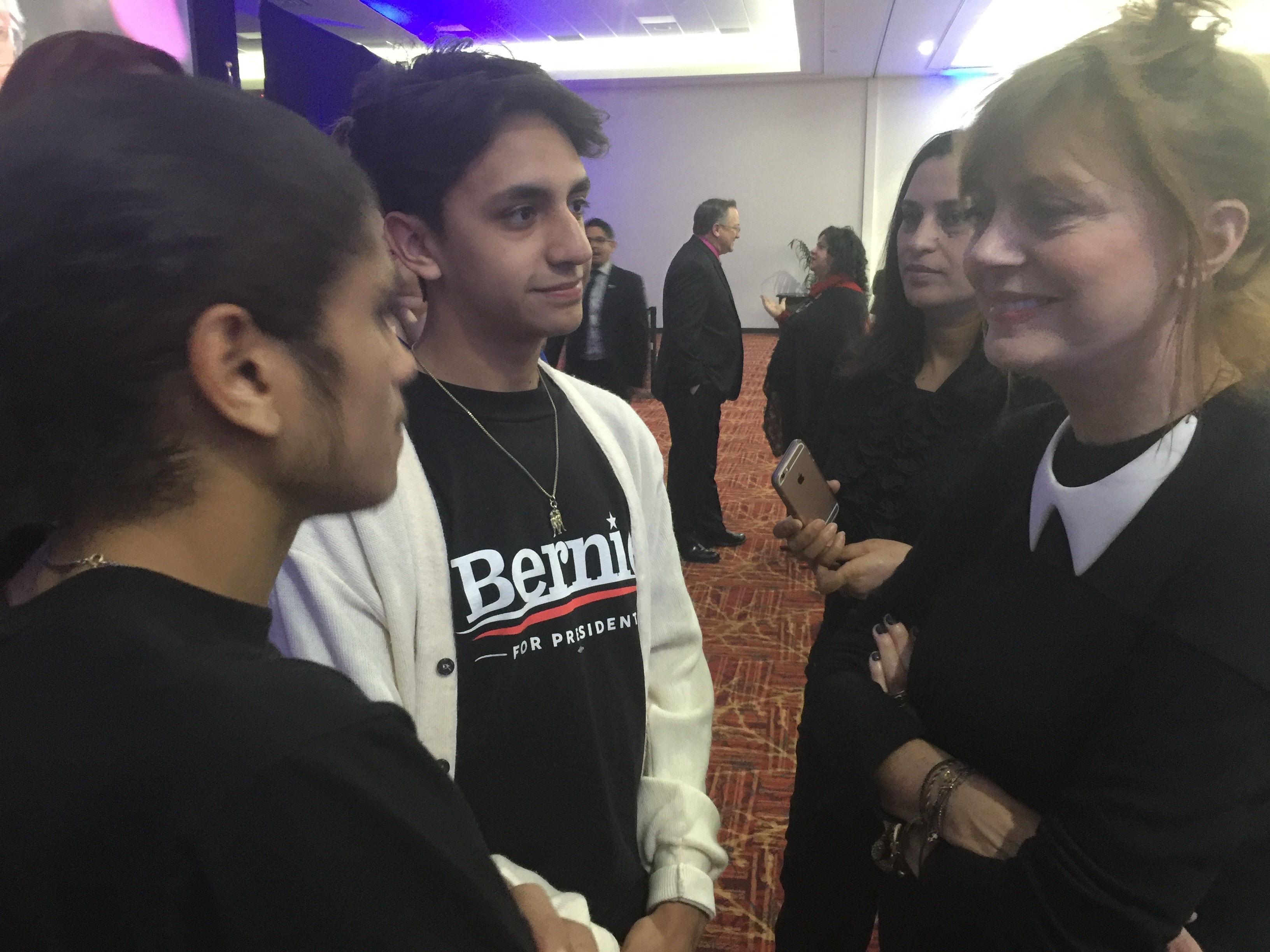 Actress Susan Sarandon speaks with DREAMers Pedro Duran and Isaiah Wires