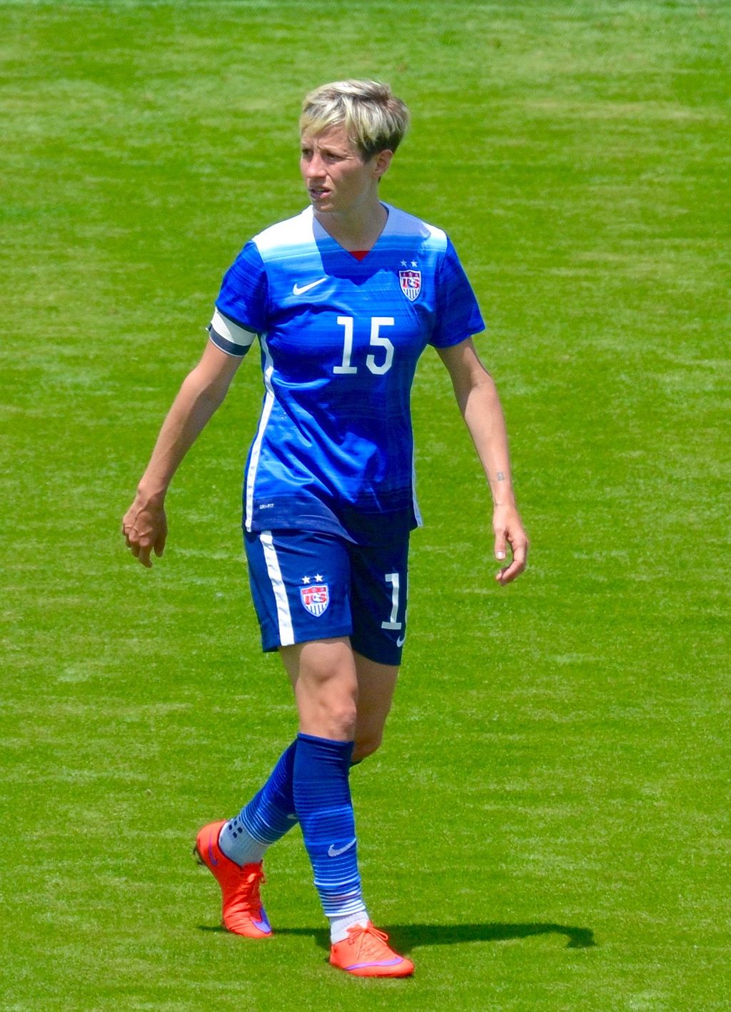 "Megan Rapinoe playing for the US Women's National Team in San Jose, California on 10 May 2015."