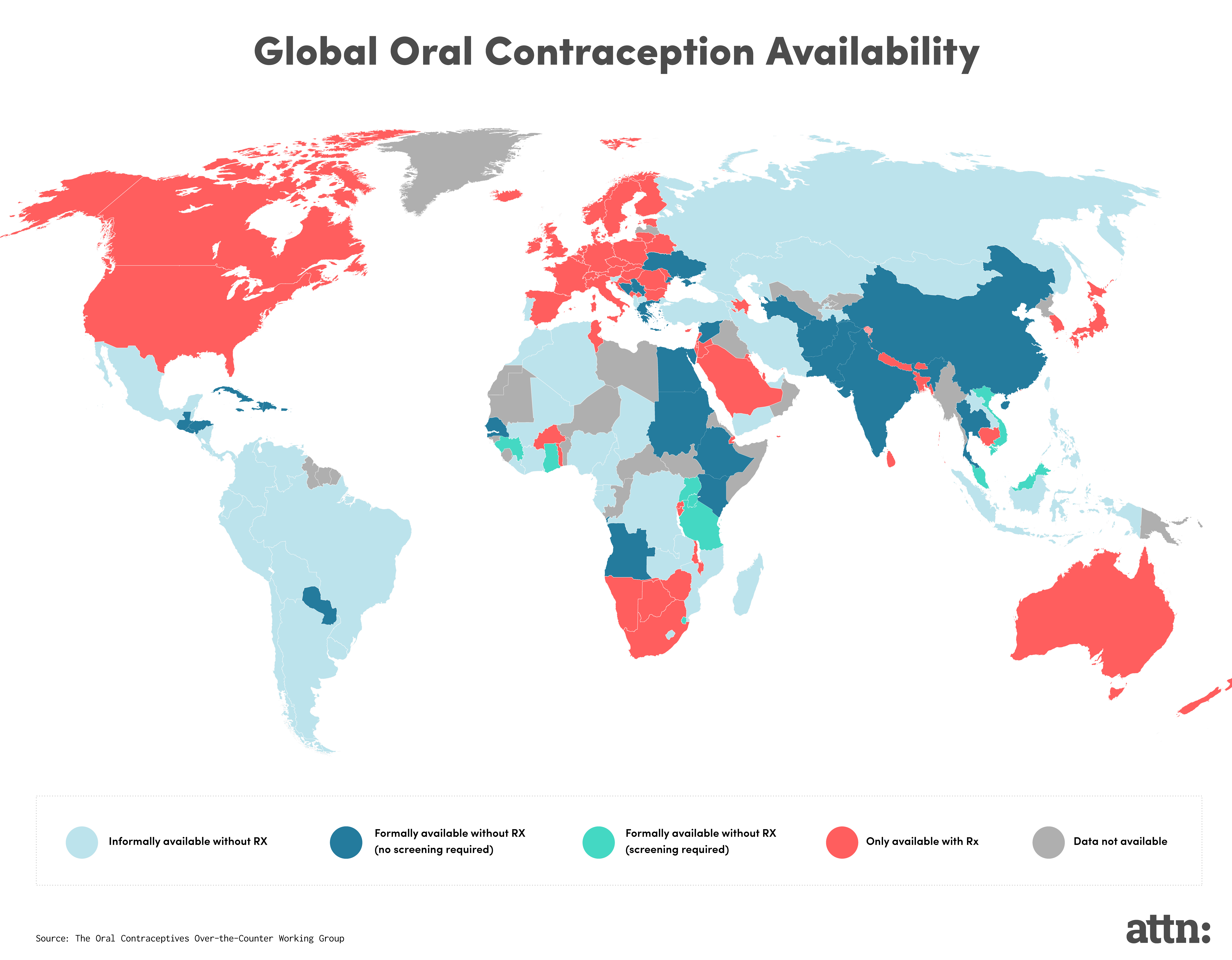 Map of oral contraceptive availability