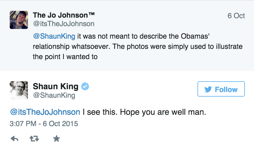 Jo Johnson Tweets Shaun King