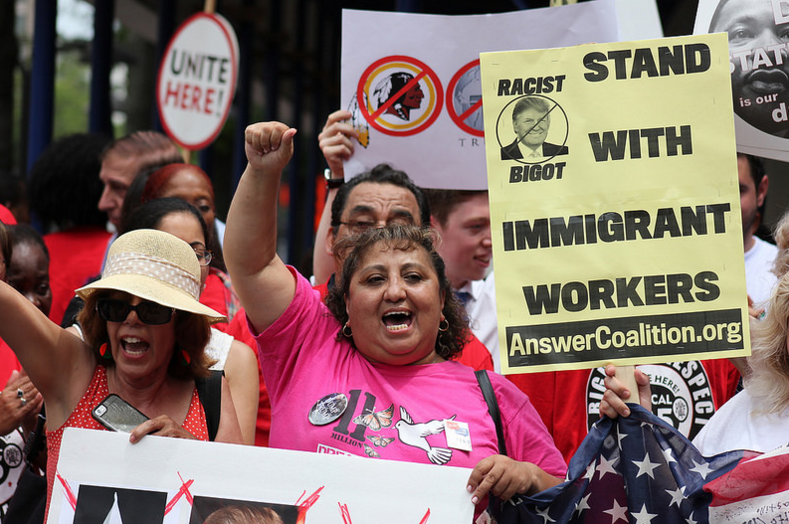 Protesters in July 2015