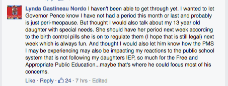 Periods for Pence Disability Comment 