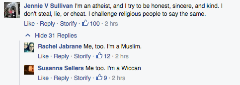 Facebook responses to anti-bigotry meme