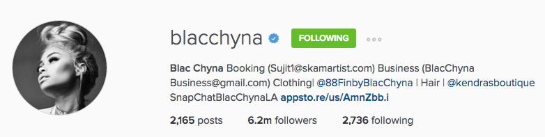 Blac Chyna's Instagram page. 