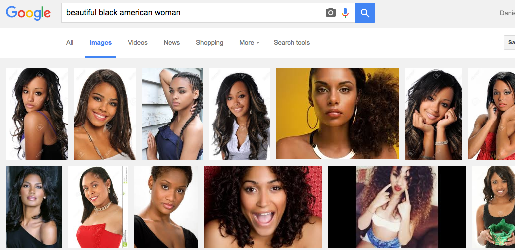 Google image search for "beautiful black American woman."