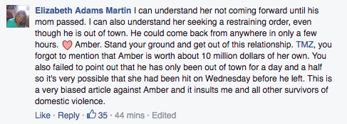 Amber Heard TMZ FB comment