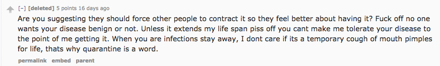 Reddit Herpes AMA Awful Comment