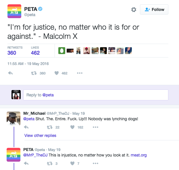 PETA tweets Malcolm X