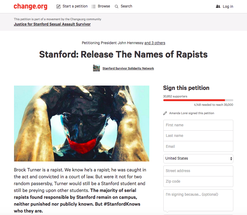 Stanford Change.org petition 