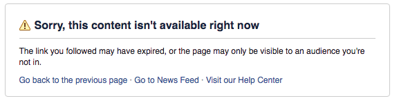 facebook unavailable notice