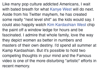 Kanye Lena Dunham FB post