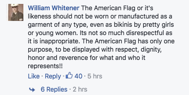 Comments on American flag bikinis. 