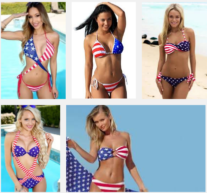 American flag bikinis. 