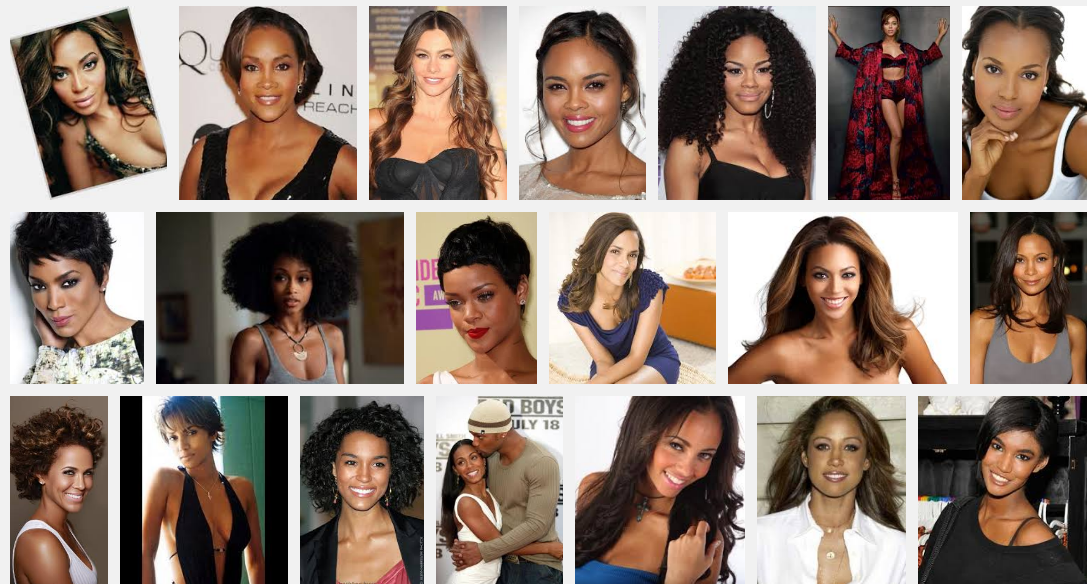 Google search for "beautiful African American celebrities."