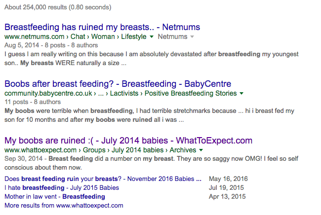 breastfeeding google results