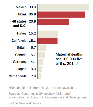 Graph of maternal mortality rate