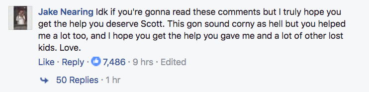 Comments on Kid Cudi's Facebook post. 