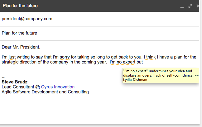 "Just Not Sorry" Gmail Plug-In