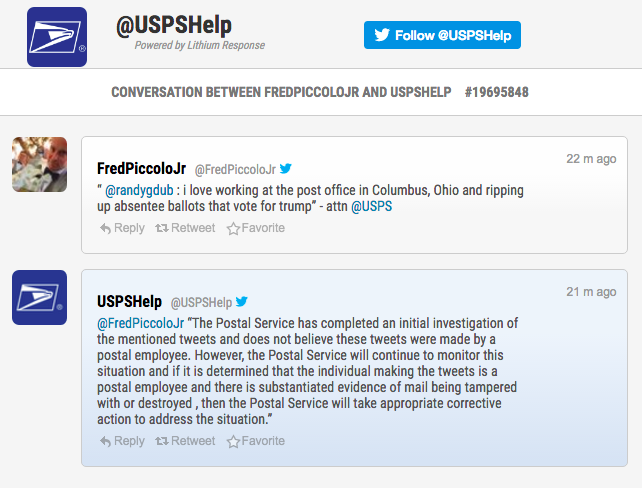USPS responds to fake tweet about voter fraud
