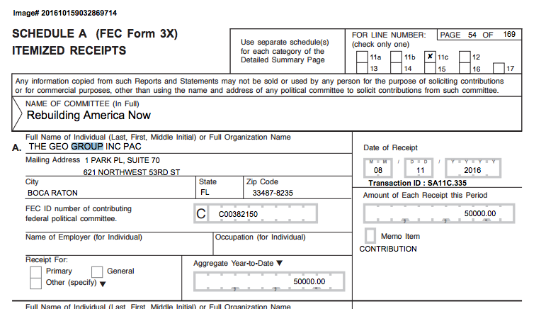 GEO Corrections contributions to a pro-Trump super-pac. 