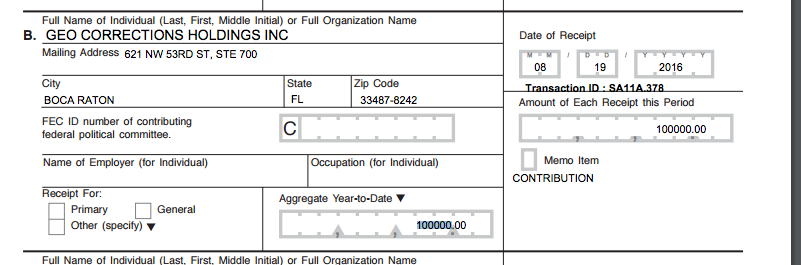 GEO Corrections donations to a pro-Trump super-pac.