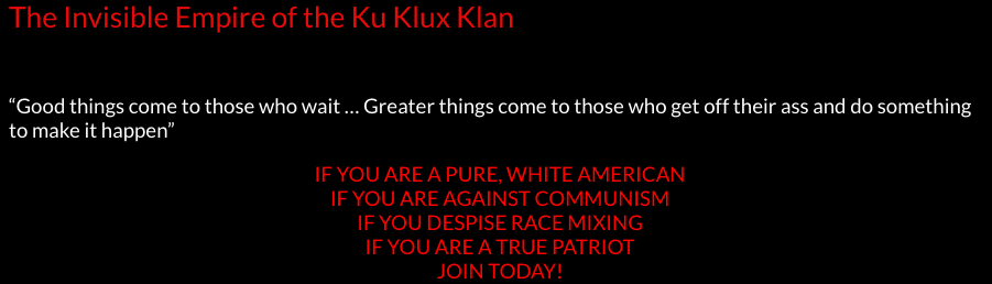 Application page for a KKK chapter. 