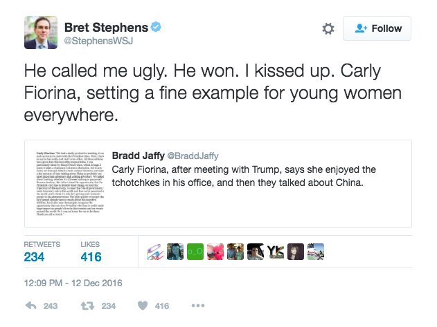 Bret Stephens' tweet. 