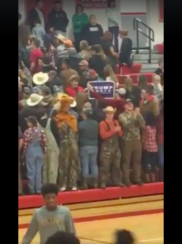 Trump sign at high school basketball game