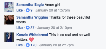 supportive facebook comments
