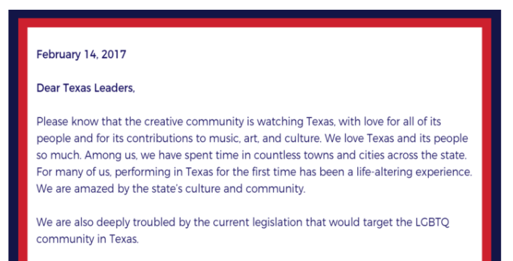 open letter to Texas lawmakers