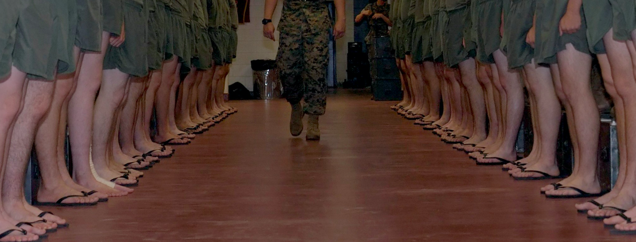 U.S. Marine Corps recruits during inspection. 